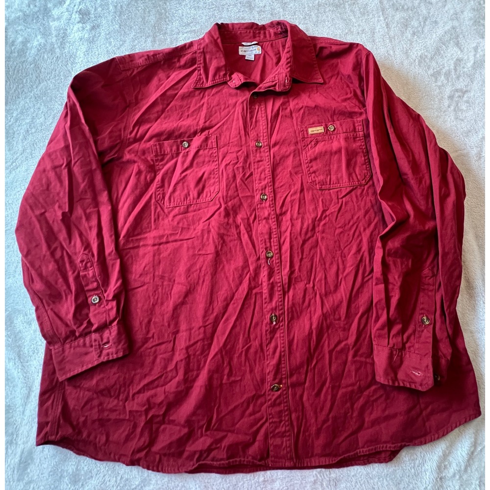 Carhartt Button Up Shirt Mens 3XL Red Long Sleeve Original Fit 100091 640